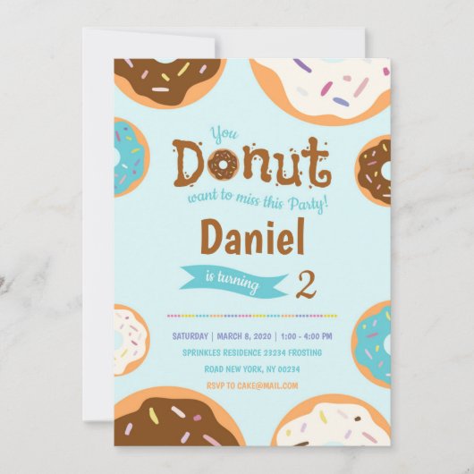 少年の誕生日 – ドーナツパーティー-招待状 招待状 (正面)