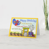 少年の誕生日 飛行機と列車 車両の誕生日 カード (正面)