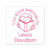 少年の読書名キッズライブラリスタンプ セルフインキングスタンプ (デザイン)