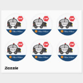 少年の警察官と車のキッドブルー ラウンドシール (シート)