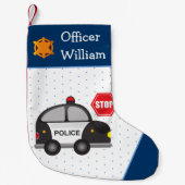 少年の警察官と車の子供 スモールクリスマスストッキング (正面)
