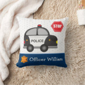 少年の警察官と車 クッション (ブランケット)