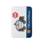 少年の警察官と車 バスマット (正面縦)