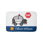 少年の警察官と車 バスマット (正面)