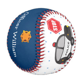 少年の警察官と車 野球ボール