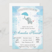 少年の象の水の色ベビーシャワー招待状 サンキューカード (正面/裏面)