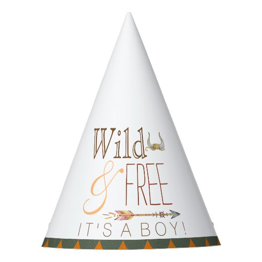 少年の赤ちゃんシャワーをトライバル パーティーハット (正面)