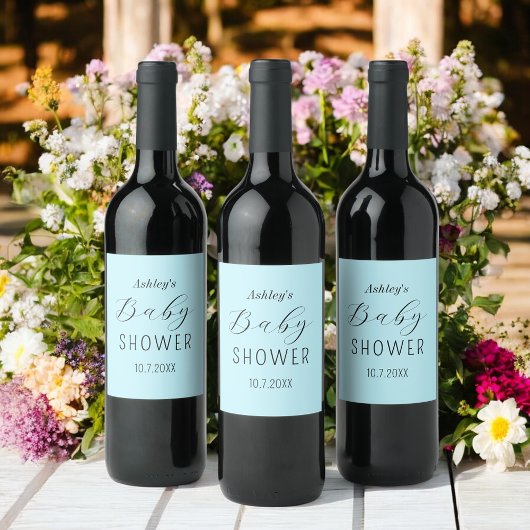 少年の赤ちゃんシャワーブルーブラック ワインラベル