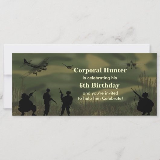 少年の軍隊の誕生日パーティー招待状 招待状 (正面)