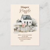 少年の農場の動物の赤ちゃんシャワーラッフルおむつ エンクロージャーカード (正面)