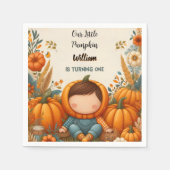 少年の農場の子供たち私たちの小さなカボチャは1を回している スタンダードカクテルナプキン (正面)