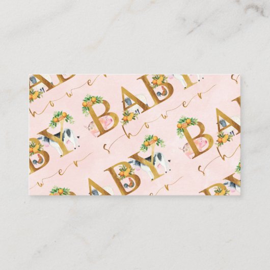 少年の農業動物の本は赤ちゃんシャワーの付属品を要求 エンクロージャーカード (裏面)