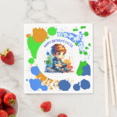 少年の遊ビデオゲームパーソナライズされた誕生日 スタンダードランチョンナプキン (インサイチュ)