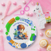 少年の遊ビデオゲームパーソナライズされた誕生日 ペーパープレート (パーティー)
