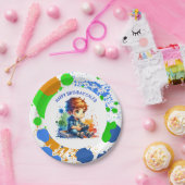 少年の遊ビデオゲームパーソナライズされた誕生日 ペーパープレート (パーティー)