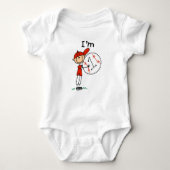 少年の野球I'm 1 ベビーボディスーツ (正面)