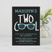 少年の青いサングラスカッコいい2歳の誕生日 招待状 (スタンド正面)