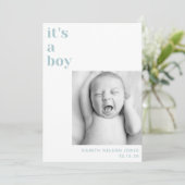 少年の青い写真のベビー発表 案内状 (スタンド正面)