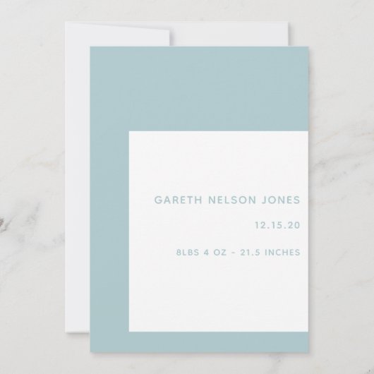 少年の青い写真のベビー発表 案内状 (裏面)