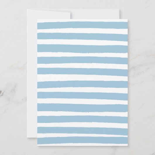 少年の青い帆船の赤ちゃんシャワーを浴びる 招待状 (裏面)