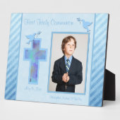 少年の青い最初のストライプの聖なるcomunionプラーク フォトプラーク (側面)