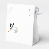 少年の青い白かわいいコウノトリ動物の赤ちゃんシャワー フェイバーボックス (裏面サイド)