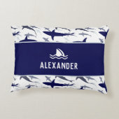 少年の青と白のサメ模様 アクセントクッション (裏面)