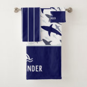 少年の青と白のサメ模様 バスタオルセット (インサイチュ)