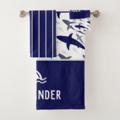 少年の青と白のサメ模様 バスタオルセット (インサイチュ)