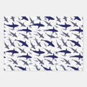 少年の青と白のサメ模様 ラッピングペーパーシート (正面)