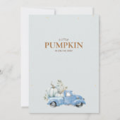 少年の青カボチャのトラックの葉ベビーシャワー 招待状 (裏面)