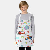 少年の飛んでいる模様 エプロン (着用した状態)