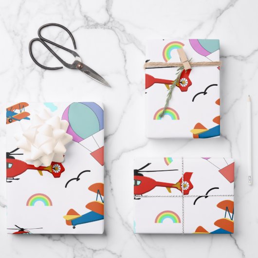 少年の飛んでいる模様 ラッピングペーパーシート (正面)