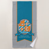 少年の騎士はグレーのコルトンレターc名のタオルをシールド ビーチタオル (正面)
