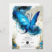 少年の魔法の蝶の誕生日 招待状 (正面/裏面)