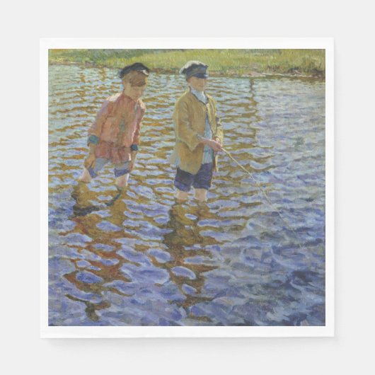 少年の魚釣りザリバー(ヴィンテージアングラーズ) スタンダードランチョンナプキン (正面)