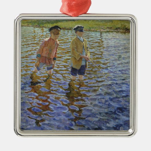 少年の魚釣りザリバー(ヴィンテージアングラーズ) メタルオーナメント (正面)