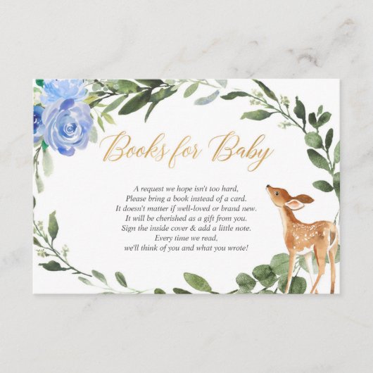 少年の鹿の青い金ゴールドの緑の本の要求の挿入 エンクロージャーカード (正面)