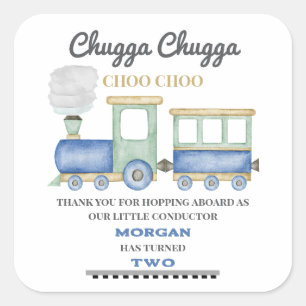 少年の2番目の誕生日ブルートレインChugga Choo スクエアシール