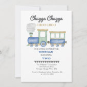 少年の2番目の誕生日ブルートレインChugga Choo 招待状 (正面)