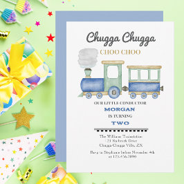少年の2番目の誕生日ブルートレインChugga Choo 招待状