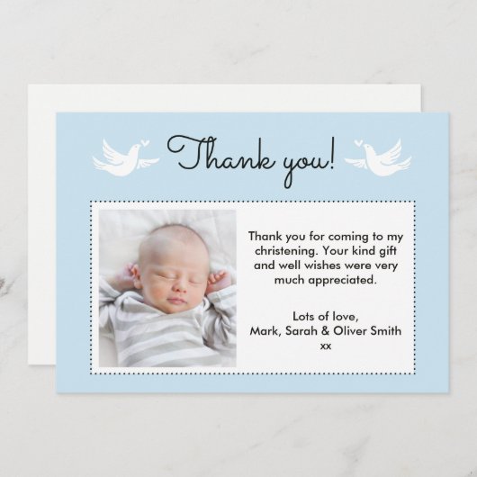 少年の《キリスト教》洗礼式や命名式/バプテスマサンキューカード サンキューカード (正面/裏面)