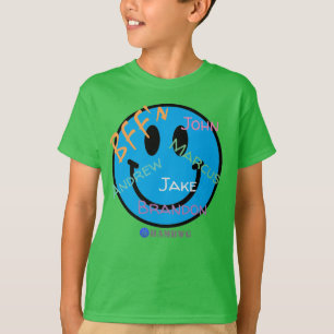 少年のTシャツスマイル顔BFFブルー絵文字 Tシャツ