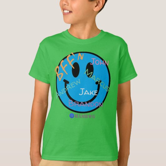 少年のTシャツスマイル顔BFFブルー絵文字 Tシャツ (正面)