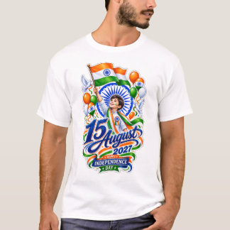 少年は喜んでインドの旗を持っています 2027 Tシャツ