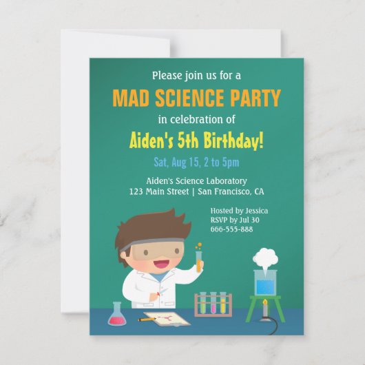 少年は狂科学の誕生日パーティーの招待状が好き 招待状 (正面)
