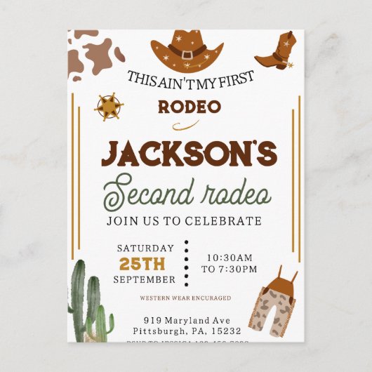 少年は私の最初のロデオカウボーイ2歳の誕生日 ポストカード (正面)