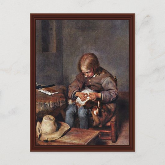 少年は自分の犬をジェラード・ター・ボルチに運んだ ポストカード (正面)