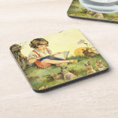 少年は読うさぎで木の下にいる コースター (左側)