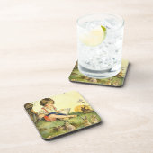 少年は読うさぎで木の下にいる コースター (右側)